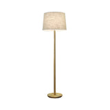 Drum Shade Bedside Floor Light Fabric Single-Bulb Minimalistic Standing Lamp in Wood Clearhalo 'Floor Lamps' 'Lamps' Lighting' 1949399