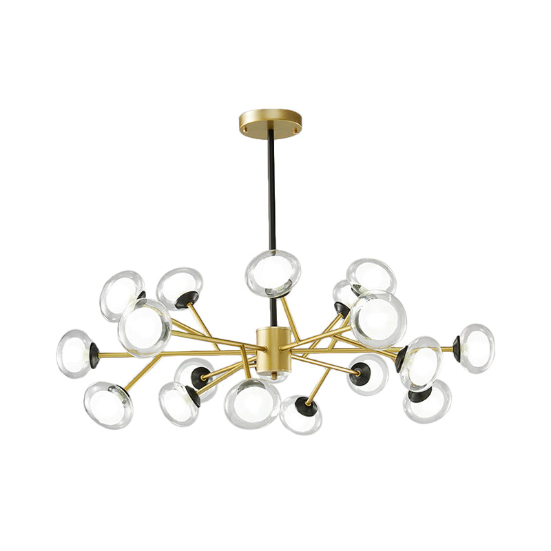 Black/Gold Bough Ceiling Chandelier Postmodern 6/15/18 Heads Metal Hanging Light Kit with Ball Milky Glass Shade Clearhalo 'Ceiling Lights' 'Chandeliers' 'Modern Chandeliers' 'Modern' Lighting' 1949518