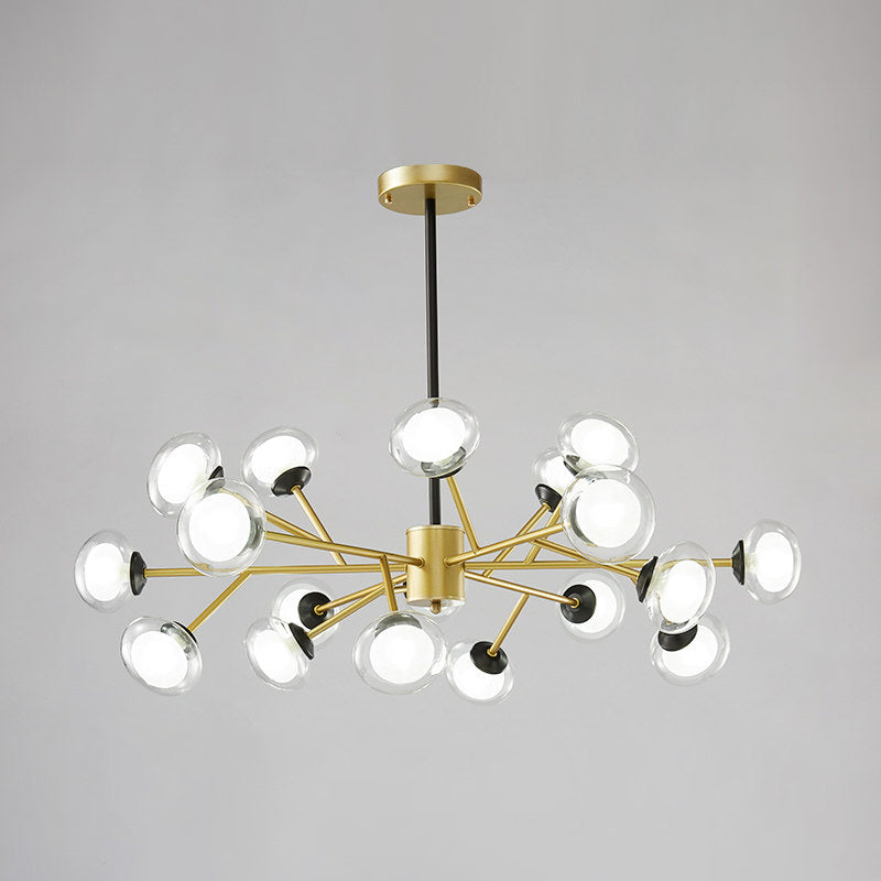 Black/Gold Bough Ceiling Chandelier Postmodern 6/15/18 Heads Metal Hanging Light Kit with Ball Milky Glass Shade Clearhalo 'Ceiling Lights' 'Chandeliers' 'Modern Chandeliers' 'Modern' Lighting' 1949519