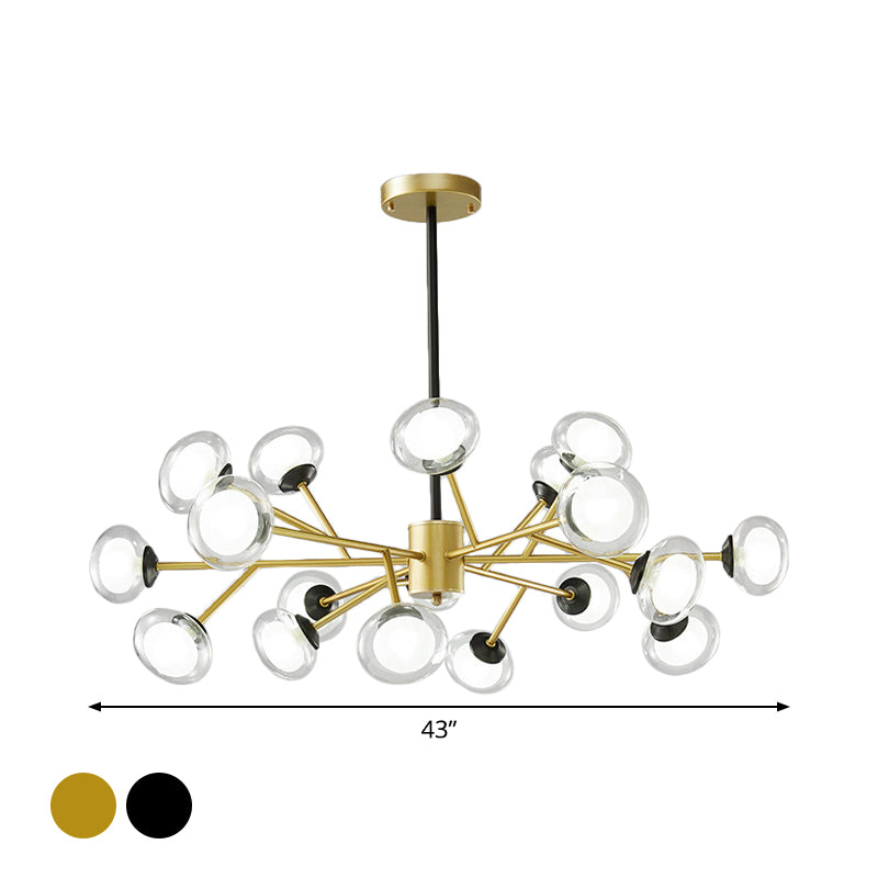 Black/Gold Bough Ceiling Chandelier Postmodern 6/15/18 Heads Metal Hanging Light Kit with Ball Milky Glass Shade Clearhalo 'Ceiling Lights' 'Chandeliers' 'Modern Chandeliers' 'Modern' Lighting' 1949520