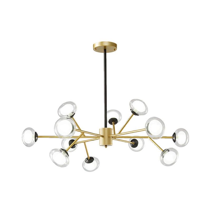 Black/Gold Bough Ceiling Chandelier Postmodern 6/15/18 Heads Metal Hanging Light Kit with Ball Milky Glass Shade Clearhalo 'Ceiling Lights' 'Chandeliers' 'Modern Chandeliers' 'Modern' Lighting' 1949527