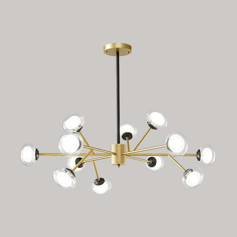 Black/Gold Bough Ceiling Chandelier Postmodern 6/15/18 Heads Metal Hanging Light Kit with Ball Milky Glass Shade Clearhalo 'Ceiling Lights' 'Chandeliers' 'Modern Chandeliers' 'Modern' Lighting' 1949528