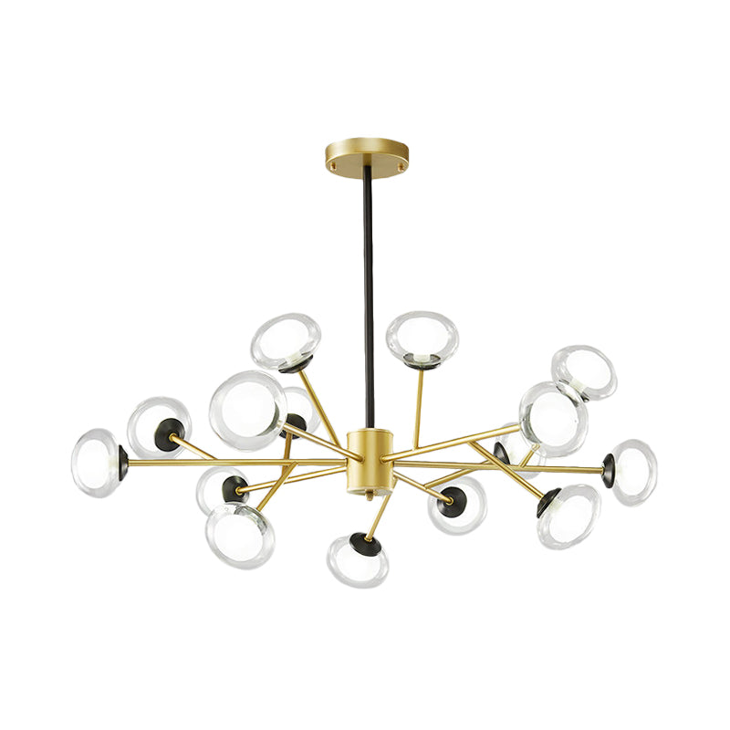 Black/Gold Bough Ceiling Chandelier Postmodern 6/15/18 Heads Metal Hanging Light Kit with Ball Milky Glass Shade Clearhalo 'Ceiling Lights' 'Chandeliers' 'Modern Chandeliers' 'Modern' Lighting' 1949531