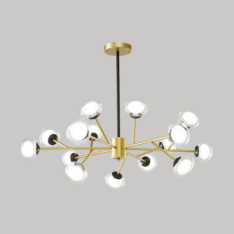 Black/Gold Bough Ceiling Chandelier Postmodern 6/15/18 Heads Metal Hanging Light Kit with Ball Milky Glass Shade Clearhalo 'Ceiling Lights' 'Chandeliers' 'Modern Chandeliers' 'Modern' Lighting' 1949532