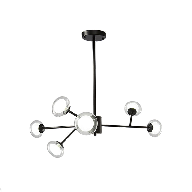 Black/Gold Bough Ceiling Chandelier Postmodern 6/15/18 Heads Metal Hanging Light Kit with Ball Milky Glass Shade Clearhalo 'Ceiling Lights' 'Chandeliers' 'Modern Chandeliers' 'Modern' Lighting' 1949535
