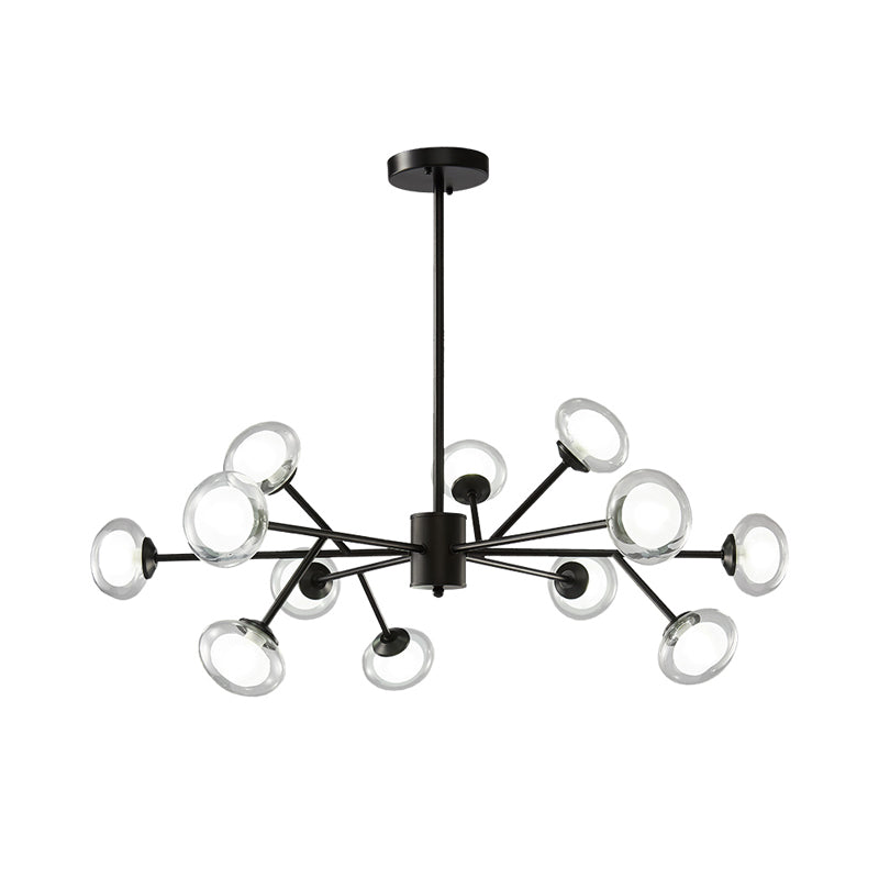 Black/Gold Bough Ceiling Chandelier Postmodern 6/15/18 Heads Metal Hanging Light Kit with Ball Milky Glass Shade Clearhalo 'Ceiling Lights' 'Chandeliers' 'Modern Chandeliers' 'Modern' Lighting' 1949538