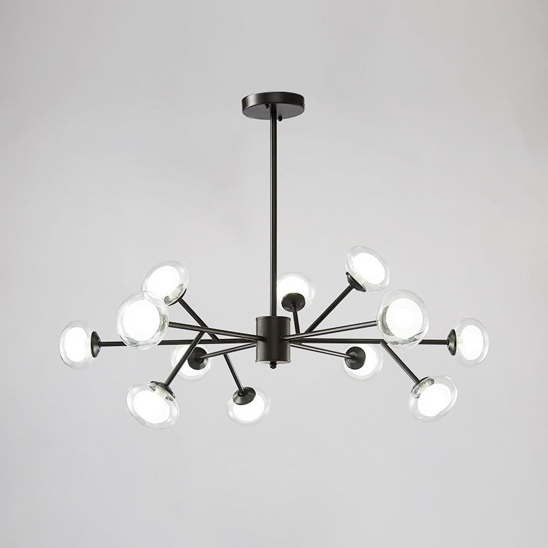Black/Gold Bough Ceiling Chandelier Postmodern 6/15/18 Heads Metal Hanging Light Kit with Ball Milky Glass Shade Clearhalo 'Ceiling Lights' 'Chandeliers' 'Modern Chandeliers' 'Modern' Lighting' 1949539