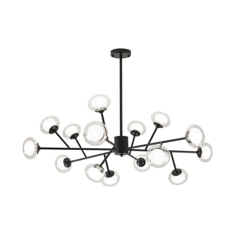 Black/Gold Bough Ceiling Chandelier Postmodern 6/15/18 Heads Metal Hanging Light Kit with Ball Milky Glass Shade Clearhalo 'Ceiling Lights' 'Chandeliers' 'Modern Chandeliers' 'Modern' Lighting' 1949543