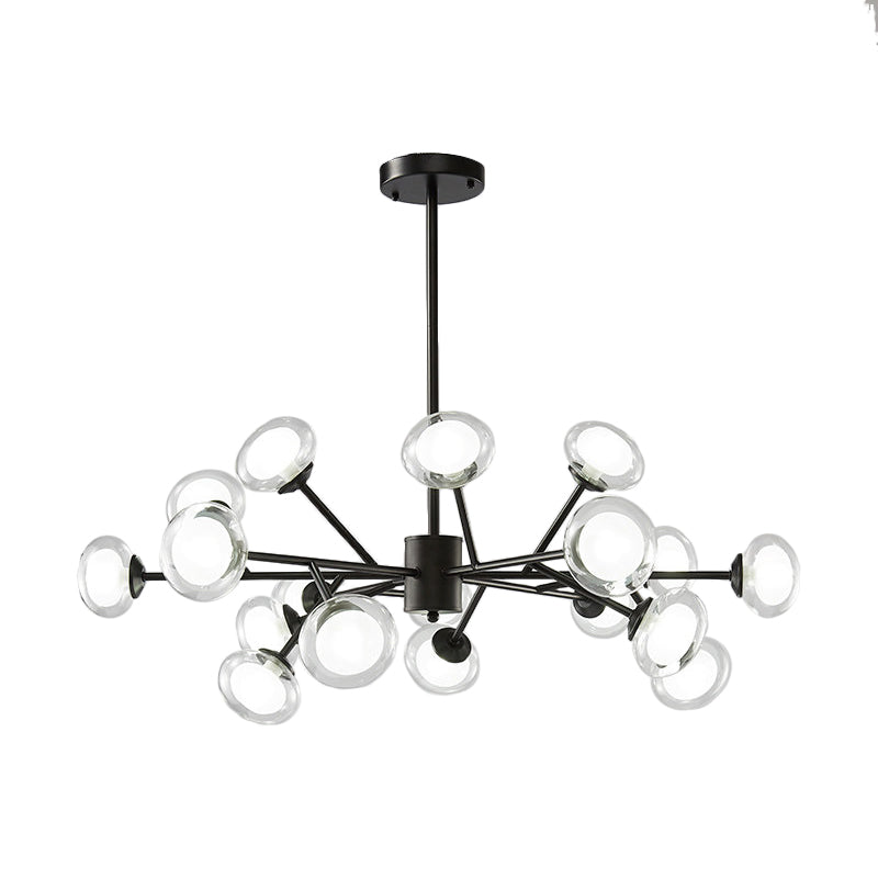 Black/Gold Bough Ceiling Chandelier Postmodern 6/15/18 Heads Metal Hanging Light Kit with Ball Milky Glass Shade Clearhalo 'Ceiling Lights' 'Chandeliers' 'Modern Chandeliers' 'Modern' Lighting' 1949546