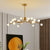 Branching Chandelier Lamp Postmodern Frosted White Ball Glass 18 Heads Dining Room Hanging Light in Black/Gold Gold Clearhalo 'Ceiling Lights' 'Chandeliers' 'Modern Chandeliers' 'Modern' Lighting' 1949553
