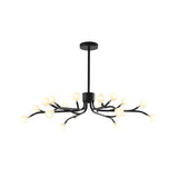 Branching Chandelier Lamp Postmodern Frosted White Ball Glass 18 Heads Dining Room Hanging Light in Black/Gold Clearhalo 'Ceiling Lights' 'Chandeliers' 'Modern Chandeliers' 'Modern' Lighting' 1949561