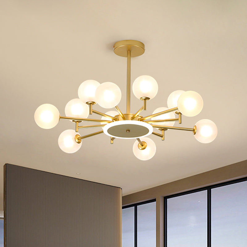 Black/Gold Starburst Chandelier Contemporary 12/16-Head Opal Frosted/Clear Glass Suspension Lighting for Living Room Clearhalo 'Ceiling Lights' 'Chandeliers' 'Modern Chandeliers' 'Modern' Lighting' 1949573