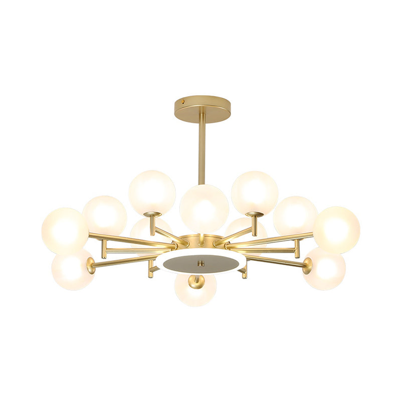Black/Gold Starburst Chandelier Contemporary 12/16-Head Opal Frosted/Clear Glass Suspension Lighting for Living Room Clearhalo 'Ceiling Lights' 'Chandeliers' 'Modern Chandeliers' 'Modern' Lighting' 1949574