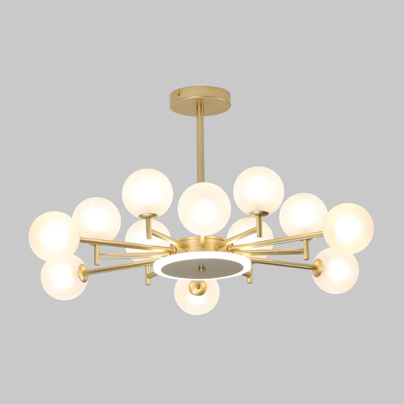 Black/Gold Starburst Chandelier Contemporary 12/16-Head Opal Frosted/Clear Glass Suspension Lighting for Living Room Clearhalo 'Ceiling Lights' 'Chandeliers' 'Modern Chandeliers' 'Modern' Lighting' 1949575