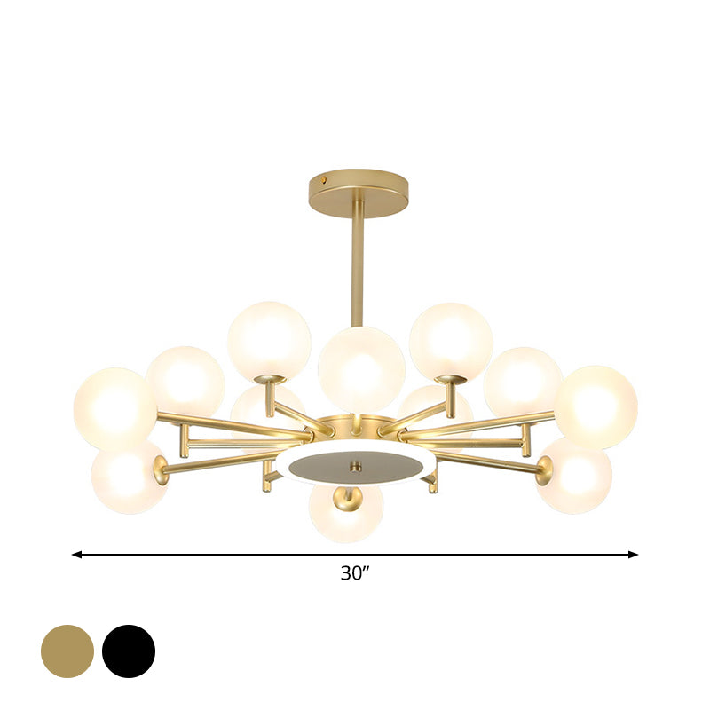 Black/Gold Starburst Chandelier Contemporary 12/16-Head Opal Frosted/Clear Glass Suspension Lighting for Living Room Clearhalo 'Ceiling Lights' 'Chandeliers' 'Modern Chandeliers' 'Modern' Lighting' 1949576