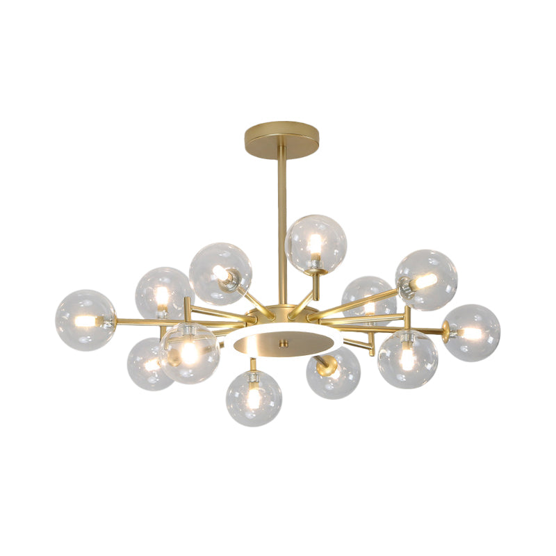 Black/Gold Starburst Chandelier Contemporary 12/16-Head Opal Frosted/Clear Glass Suspension Lighting for Living Room Clearhalo 'Ceiling Lights' 'Chandeliers' 'Modern Chandeliers' 'Modern' Lighting' 1949582
