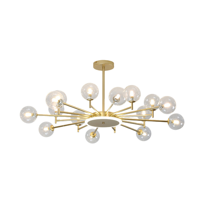 Black/Gold Starburst Chandelier Contemporary 12/16-Head Opal Frosted/Clear Glass Suspension Lighting for Living Room Clearhalo 'Ceiling Lights' 'Chandeliers' 'Modern Chandeliers' 'Modern' Lighting' 1949586