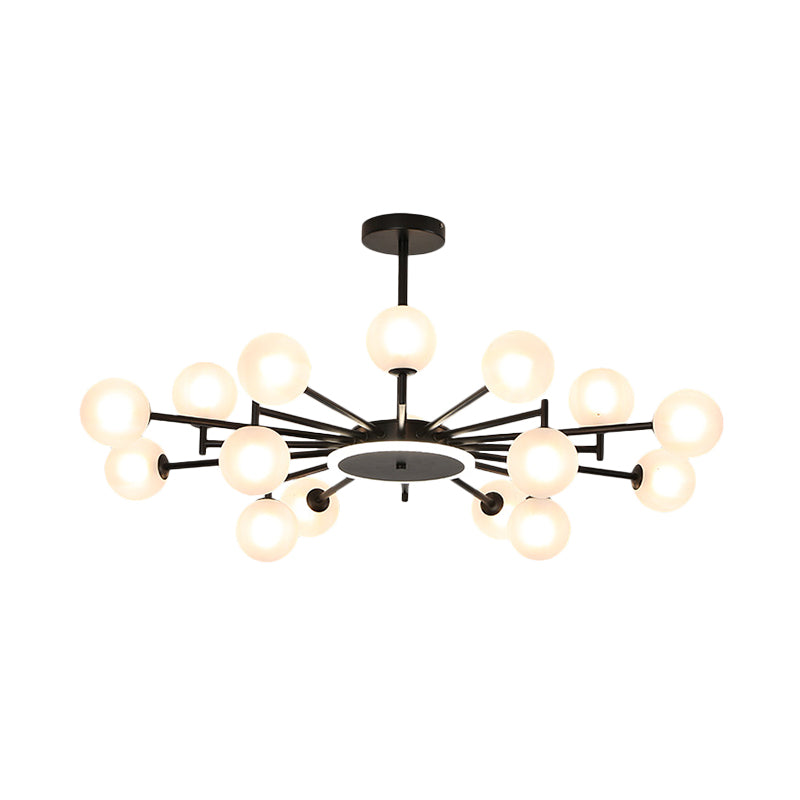 Black/Gold Starburst Chandelier Contemporary 12/16-Head Opal Frosted/Clear Glass Suspension Lighting for Living Room Clearhalo 'Ceiling Lights' 'Chandeliers' 'Modern Chandeliers' 'Modern' Lighting' 1949593
