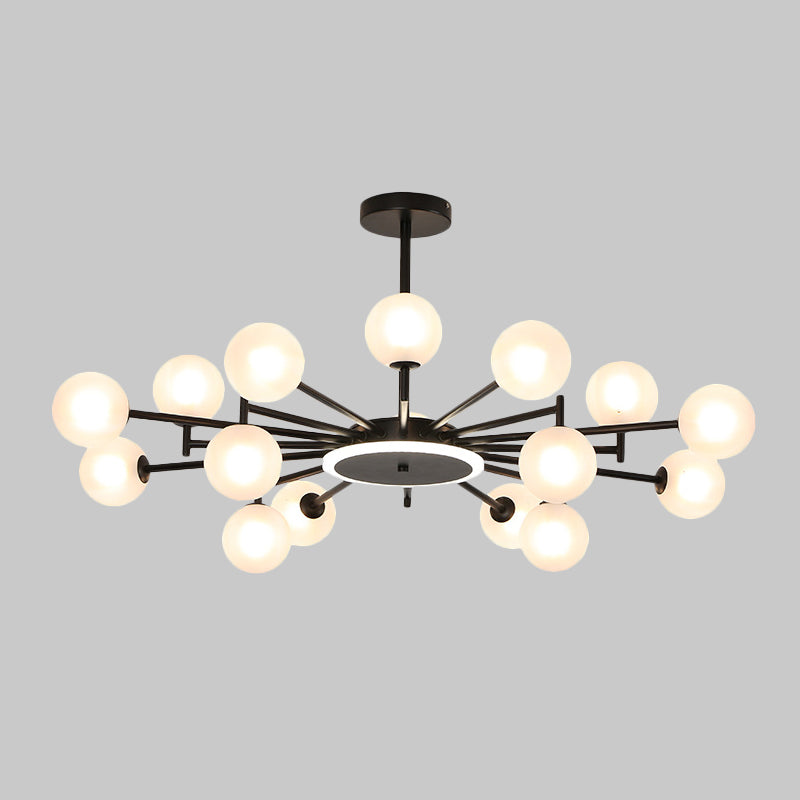 Black/Gold Starburst Chandelier Contemporary 12/16-Head Opal Frosted/Clear Glass Suspension Lighting for Living Room Clearhalo 'Ceiling Lights' 'Chandeliers' 'Modern Chandeliers' 'Modern' Lighting' 1949594