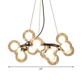 Modern 15/25 Bulbs Chandelier Black Bubbled Wreath Hanging Ceiling Light with Clear and Frosted Glass Shade Clearhalo 'Ceiling Lights' 'Chandeliers' 'Modern Chandeliers' 'Modern' Lighting' 1949602