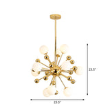 Modern Stylish Burst Ball Chandelier Frosted White Glass 11/12/18-Light Living Room Ceiling Hang Lamp in Gold Clearhalo 'Ceiling Lights' 'Chandeliers' 'Modern Chandeliers' 'Modern' Lighting' 1949638