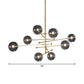 Multi-Ball Chandelier Lighting Postmodern Clear Glass 8 Bulbs Gold Tiered Hanging Lamp Kit Clearhalo 'Ceiling Lights' 'Chandeliers' 'Modern Chandeliers' 'Modern' Lighting' 1949654