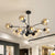 12-Light Living Room Chandelier Contemporary Black Hanging Light with Ball Amber/Blue/Clear Glass Shade Amber Clearhalo 'Ceiling Lights' 'Chandeliers' 'Clear' 'Industrial' 'Modern Chandeliers' 'Modern' 'Tiffany' 'Traditional Chandeliers' Lighting' 1949661