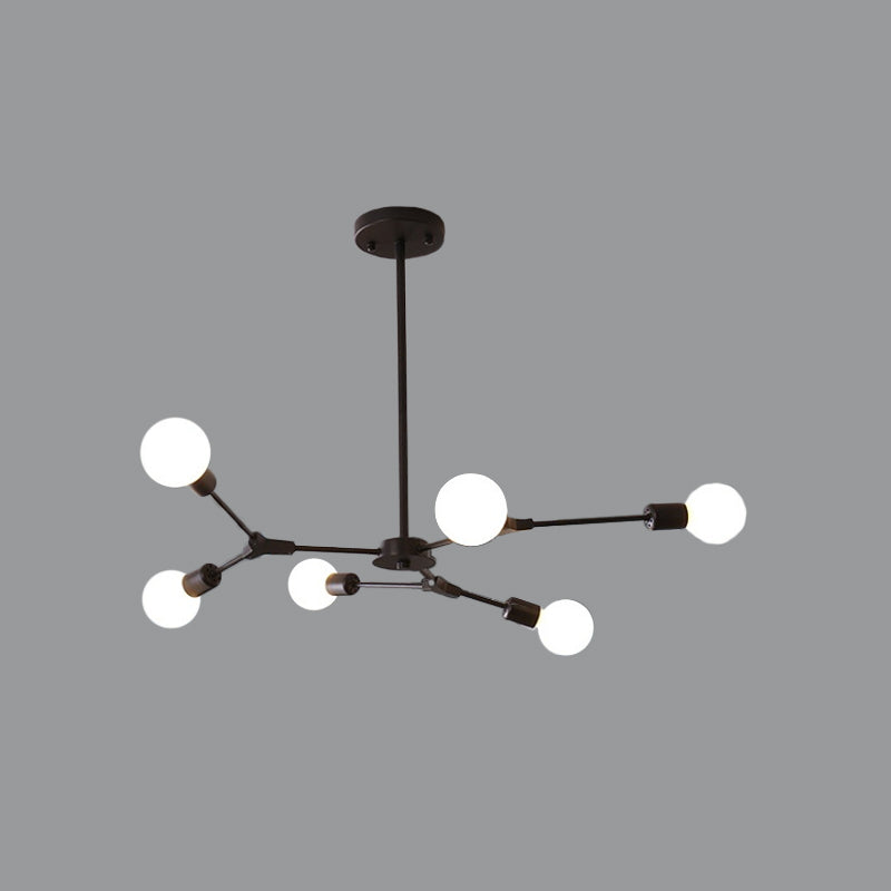 Postmodern Adjustable Branch Pendant Lamp Metallic 6/9 Lights Living Room Chandelier in Black/Gold Clearhalo 'Ceiling Lights' 'Chandeliers' 'Modern Chandeliers' 'Modern' Lighting' 1949721