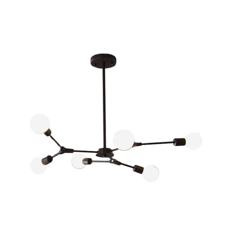 Postmodern Adjustable Branch Pendant Lamp Metallic 6/9 Lights Living Room Chandelier in Black/Gold Clearhalo 'Ceiling Lights' 'Chandeliers' 'Modern Chandeliers' 'Modern' Lighting' 1949722
