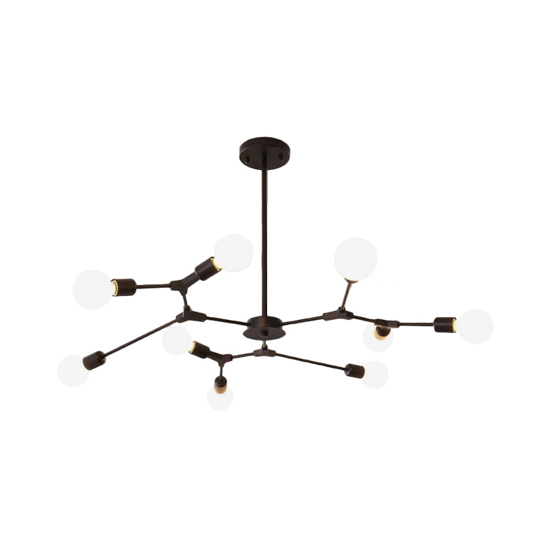 Postmodern Adjustable Branch Pendant Lamp Metallic 6/9 Lights Living Room Chandelier in Black/Gold Clearhalo 'Ceiling Lights' 'Chandeliers' 'Modern Chandeliers' 'Modern' Lighting' 1949724