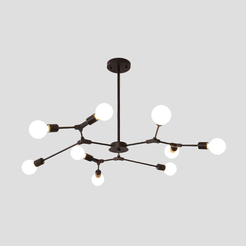 Postmodern Adjustable Branch Pendant Lamp Metallic 6/9 Lights Living Room Chandelier in Black/Gold Clearhalo 'Ceiling Lights' 'Chandeliers' 'Modern Chandeliers' 'Modern' Lighting' 1949725
