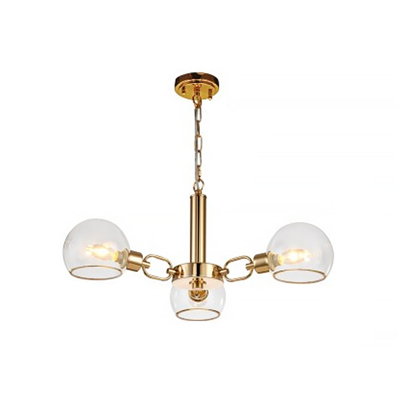 Clear Glass Dome Shade Chandelier Post-Modern 3/6/8-Head Gold Hanging Pendant Light for Sitting Room Clearhalo 'Ceiling Lights' 'Chandeliers' 'Modern Chandeliers' 'Modern' Lighting' 1949733