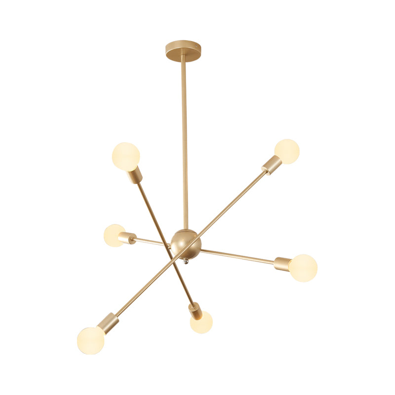 Gold Sputnik Ceiling Suspension Lamp Postmodernism 6/8 Bulbs Metal Chandelier Light Clearhalo 'Ceiling Lights' 'Chandeliers' 'Modern Chandeliers' 'Modern' Lighting' 1949742