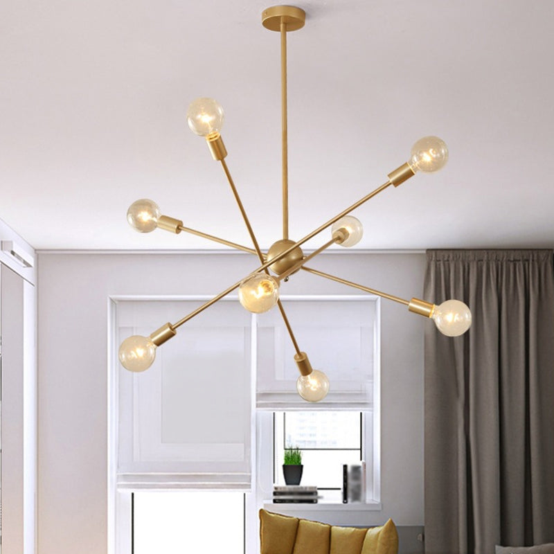 Gold Sputnik Ceiling Suspension Lamp Postmodernism 6/8 Bulbs Metal Chandelier Light Clearhalo 'Ceiling Lights' 'Chandeliers' 'Modern Chandeliers' 'Modern' Lighting' 1949745