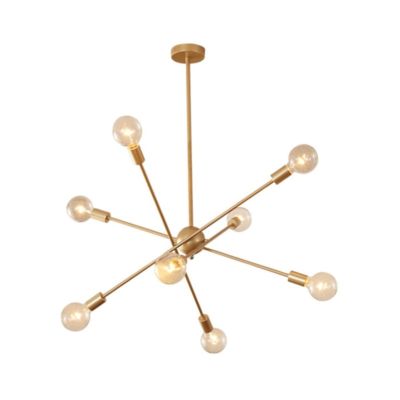 Gold Sputnik Ceiling Suspension Lamp Postmodernism 6/8 Bulbs Metal Chandelier Light Clearhalo 'Ceiling Lights' 'Chandeliers' 'Modern Chandeliers' 'Modern' Lighting' 1949746