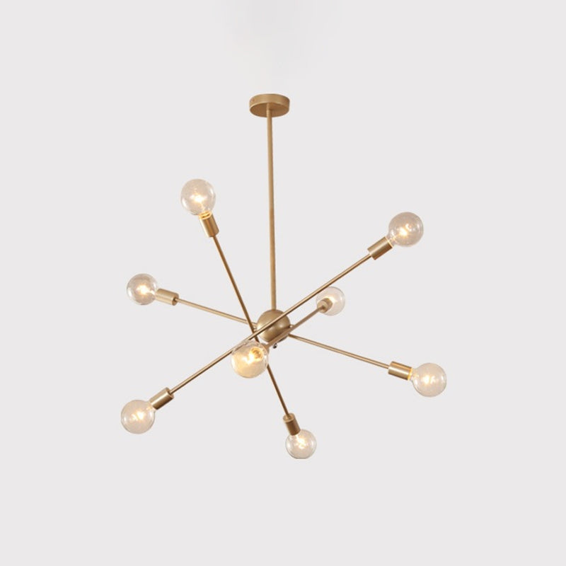 Gold Sputnik Ceiling Suspension Lamp Postmodernism 6/8 Bulbs Metal Chandelier Light Clearhalo 'Ceiling Lights' 'Chandeliers' 'Modern Chandeliers' 'Modern' Lighting' 1949747