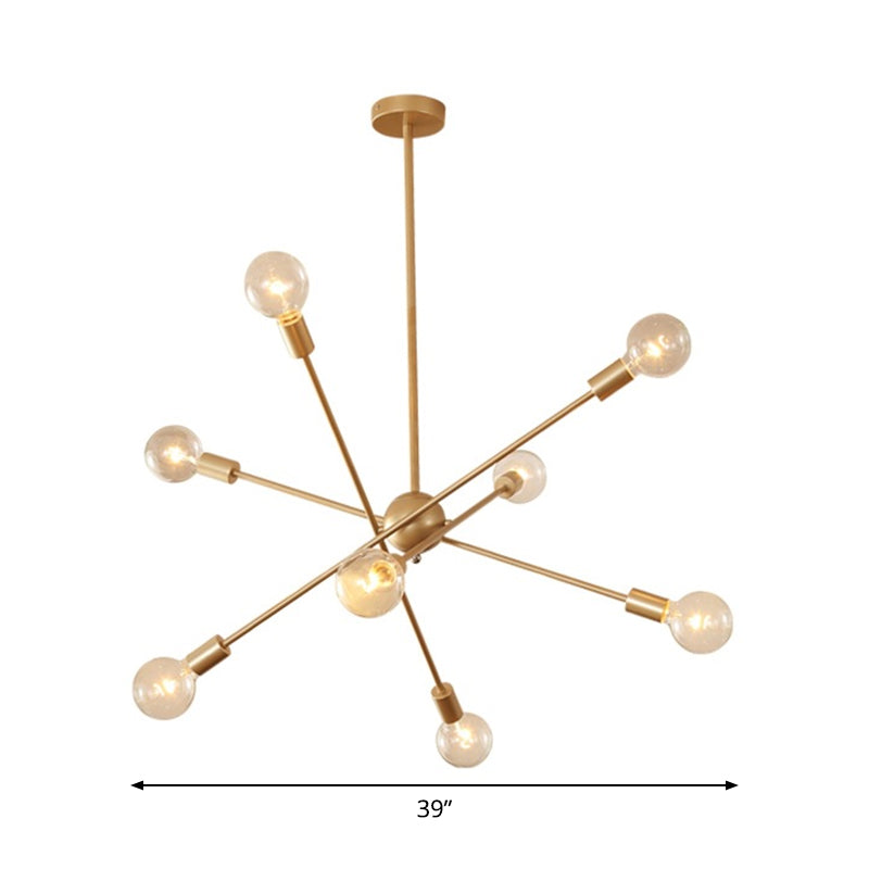 Gold Sputnik Ceiling Suspension Lamp Postmodernism 6/8 Bulbs Metal Chandelier Light Clearhalo 'Ceiling Lights' 'Chandeliers' 'Modern Chandeliers' 'Modern' Lighting' 1949748