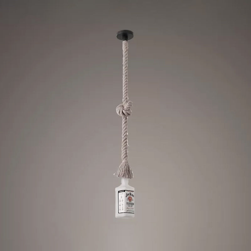 1/6/9-Bulb Frosted White Glass Island Lamp Loft Style Black Wine Bottle Restaurant Ceiling Suspension Lamp Clearhalo 'Ceiling Lights' 'Chandeliers' 'Glass shade' 'Glass' 'Island Lights' Lighting' 1949790