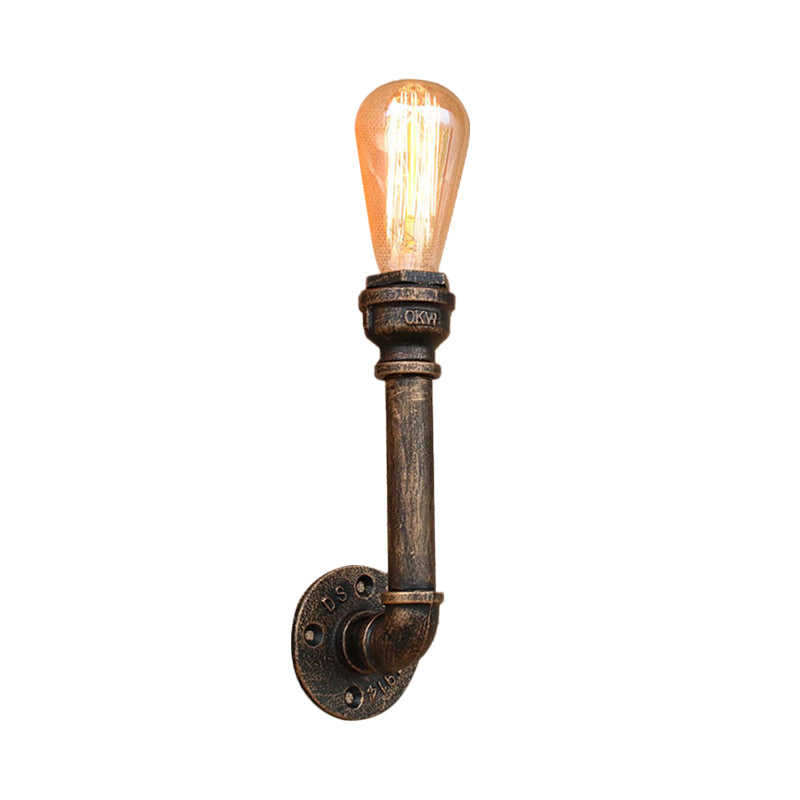 Water Pipe Wrought Iron Wall Lamp Fixture Industrial 1/3-Light Kitchen Wall Mounted Light in Bronze Clearhalo 'Art deco wall lights' 'Cast Iron' 'Glass' 'Industrial wall lights' 'Industrial' 'Middle century wall lights' 'Modern' 'Rustic wall lights' 'Tiffany' 'Traditional wall lights' 'Wall Lamps & Sconces' 'Wall Lights' Lighting' 1949810