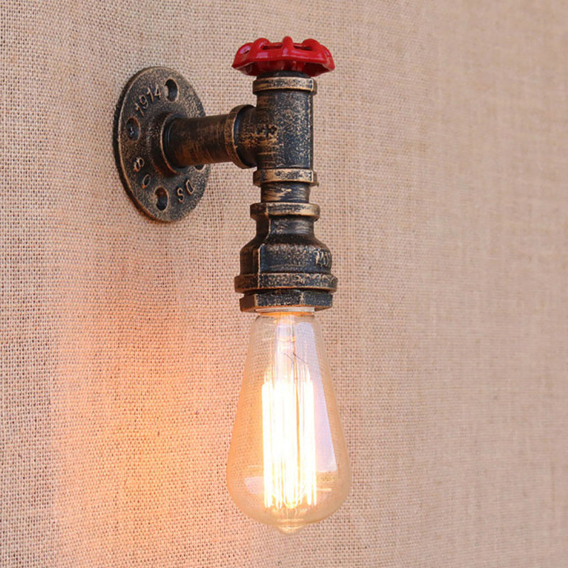 Water Pipe Wrought Iron Wall Lamp Fixture Industrial 1/3-Light Kitchen Wall Mounted Light in Bronze Clearhalo 'Art deco wall lights' 'Cast Iron' 'Glass' 'Industrial wall lights' 'Industrial' 'Middle century wall lights' 'Modern' 'Rustic wall lights' 'Tiffany' 'Traditional wall lights' 'Wall Lamps & Sconces' 'Wall Lights' Lighting' 1949816