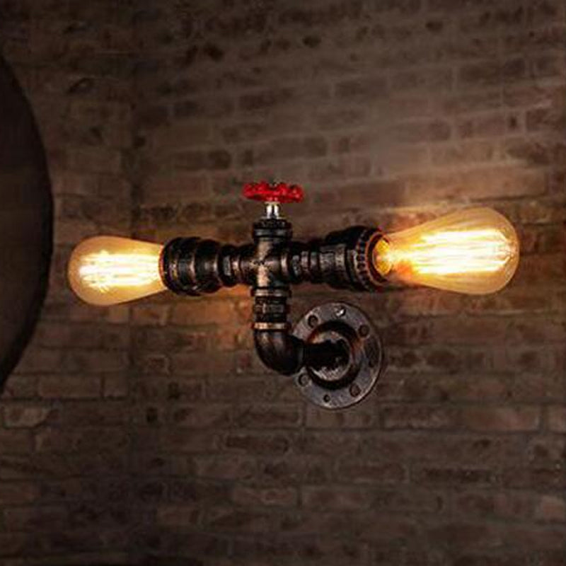 Iron Silver/Bronze Wall Mounted Lamp Water Pipe Head 2-Light Industrial Wall Lighting Ideas for Bistro Bronze Clearhalo 'Art deco wall lights' 'Cast Iron' 'Glass' 'Industrial wall lights' 'Industrial' 'Middle century wall lights' 'Modern' 'Rustic wall lights' 'Tiffany' 'Traditional wall lights' 'Wall Lamps & Sconces' 'Wall Lights' Lighting' 1949827