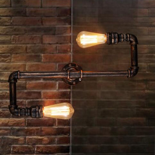 2 Heads Tortuous Pipe Wall Light Kit Cyberpunk Bronze Finish Iron Wall Mounted Lamp for Restaurant Bronze Clearhalo 'Art deco wall lights' 'Cast Iron' 'Glass' 'Industrial wall lights' 'Industrial' 'Middle century wall lights' 'Modern' 'Rustic wall lights' 'Tiffany' 'Traditional wall lights' 'Wall Lamps & Sconces' 'Wall Lights' Lighting' 1949833