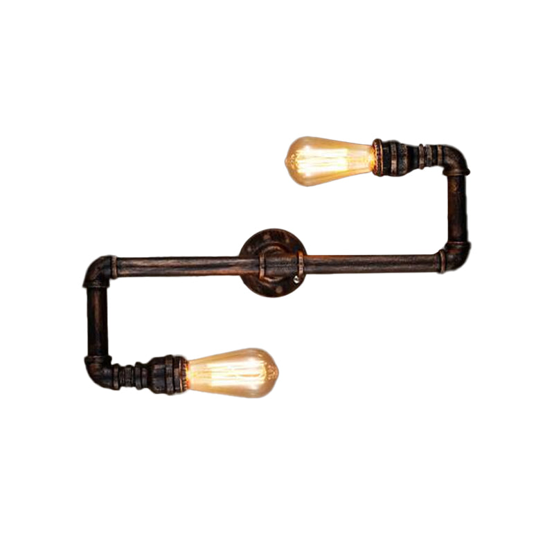 2 Heads Tortuous Pipe Wall Light Kit Cyberpunk Bronze Finish Iron Wall Mounted Lamp for Restaurant Clearhalo 'Art deco wall lights' 'Cast Iron' 'Glass' 'Industrial wall lights' 'Industrial' 'Middle century wall lights' 'Modern' 'Rustic wall lights' 'Tiffany' 'Traditional wall lights' 'Wall Lamps & Sconces' 'Wall Lights' Lighting' 1949835