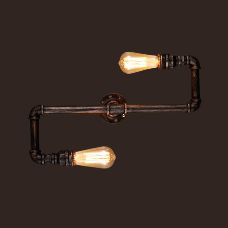2 Heads Tortuous Pipe Wall Light Kit Cyberpunk Bronze Finish Iron Wall Mounted Lamp for Restaurant Clearhalo 'Art deco wall lights' 'Cast Iron' 'Glass' 'Industrial wall lights' 'Industrial' 'Middle century wall lights' 'Modern' 'Rustic wall lights' 'Tiffany' 'Traditional wall lights' 'Wall Lamps & Sconces' 'Wall Lights' Lighting' 1949836