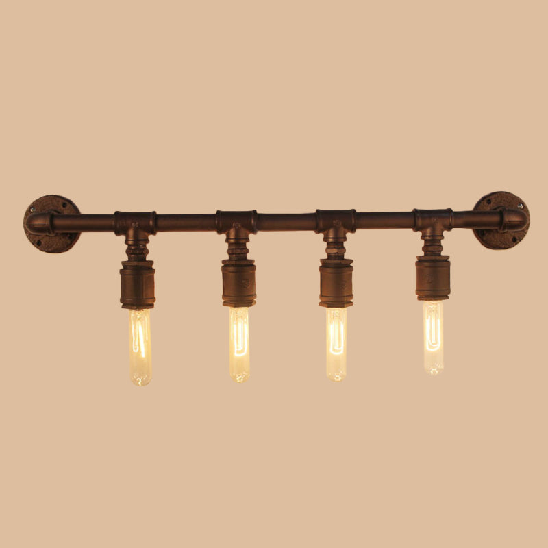 Iron Black Wall Light Straight Pipe 2/4/6 Bulbs Industrial Wall Sconce Light for Living Room Clearhalo 'Art deco wall lights' 'Cast Iron' 'Glass' 'Industrial wall lights' 'Industrial' 'Middle century wall lights' 'Modern' 'Rustic wall lights' 'Tiffany' 'Traditional wall lights' 'Wall Lamps & Sconces' 'Wall Lights' Lighting' 1949849