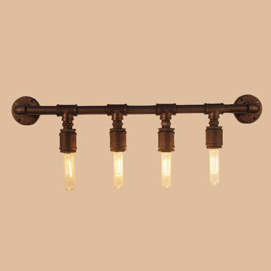 Iron Black Wall Light Straight Pipe 2/4/6 Bulbs Industrial Wall Sconce Light for Living Room - Clearhalo - 'Art deco wall lights' - 'Cast Iron' - 'Glass' - 'Industrial wall lights' - 'Industrial' - 'Middle century wall lights' - 'Modern' - 'Rustic wall lights' - 'Tiffany' - 'Traditional wall lights' - 'Wall Lamps & Sconces' - 'Wall Lights' - Lighting' - 1949849