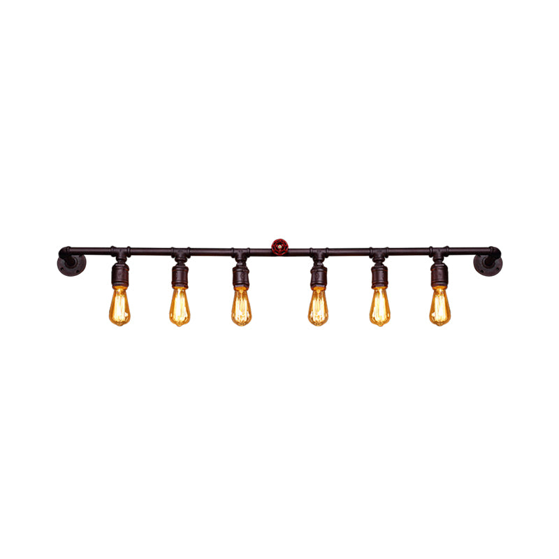 Iron Black Wall Light Straight Pipe 2/4/6 Bulbs Industrial Wall Sconce Light for Living Room Clearhalo 'Art deco wall lights' 'Cast Iron' 'Glass' 'Industrial wall lights' 'Industrial' 'Middle century wall lights' 'Modern' 'Rustic wall lights' 'Tiffany' 'Traditional wall lights' 'Wall Lamps & Sconces' 'Wall Lights' Lighting' 1949852