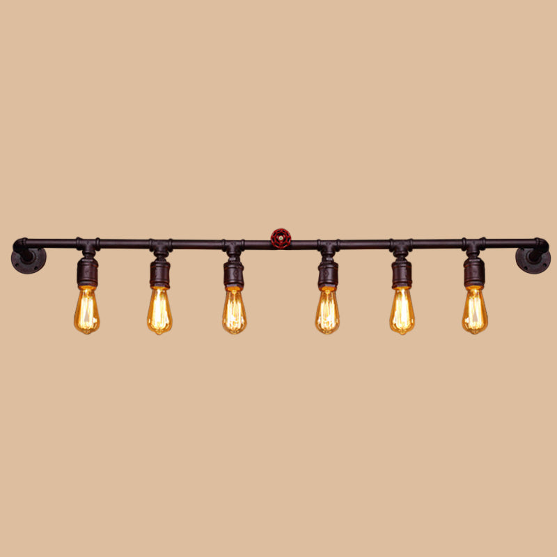 Iron Black Wall Light Straight Pipe 2/4/6 Bulbs Industrial Wall Sconce Light for Living Room Clearhalo 'Art deco wall lights' 'Cast Iron' 'Glass' 'Industrial wall lights' 'Industrial' 'Middle century wall lights' 'Modern' 'Rustic wall lights' 'Tiffany' 'Traditional wall lights' 'Wall Lamps & Sconces' 'Wall Lights' Lighting' 1949853