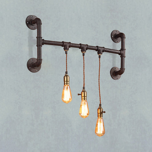 3 Lights Piping Bracket Wall Lighting Factory Black Iron Wall Mount Light Fixture Clearhalo 'Art deco wall lights' 'Cast Iron' 'Glass' 'Industrial wall lights' 'Industrial' 'Middle century wall lights' 'Modern' 'Rustic wall lights' 'Tiffany' 'Traditional wall lights' 'Wall Lamps & Sconces' 'Wall Lights' Lighting' 1949867
