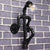 Steampunk Pipe Robot Wall Lamp Single-Bulb Wrought Iron Wall Mounted Light Fixture in Black/Bronze/Copper Black Clearhalo 'Art deco wall lights' 'Cast Iron' 'Glass' 'Industrial wall lights' 'Industrial' 'Middle century wall lights' 'Modern' 'Rustic wall lights' 'Tiffany' 'Traditional wall lights' 'Wall Lamps & Sconces' 'Wall Lights' Lighting' 1949941